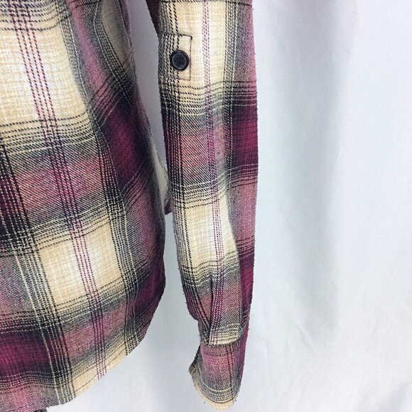 BTC Bay Trading Co Plaid Flannel Shirt Women Size Medium Long Sleeve Button Down - Picture 7 of 9